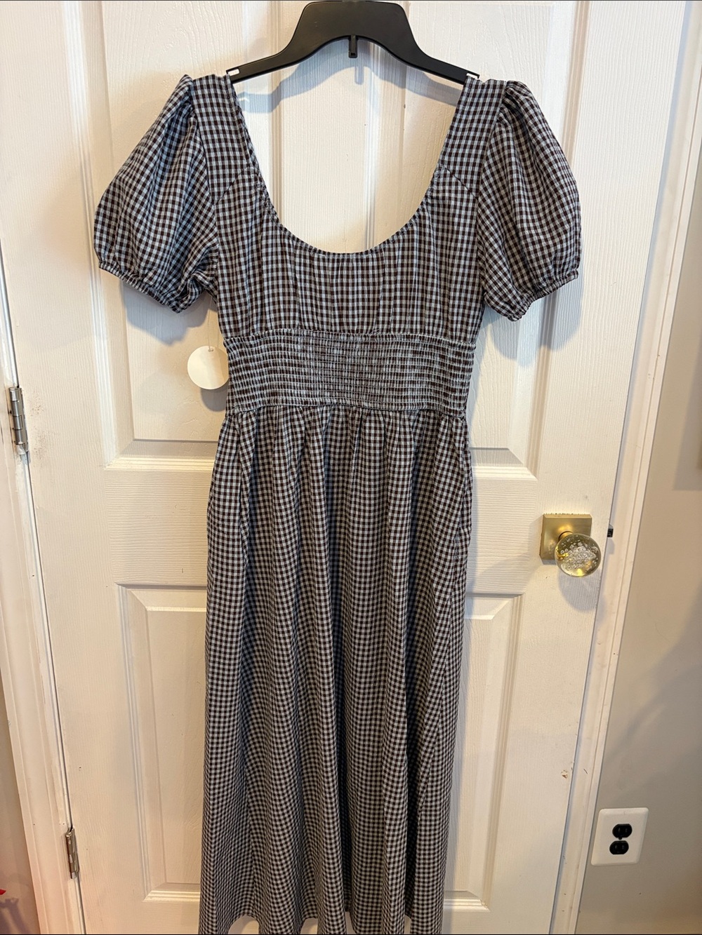BNWT BAND OF THE FREE Gingham Maxi Dress with Puff Sleeves Women's Size Medium - Picture 6 of 9